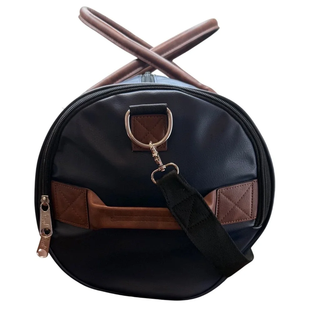 Jones Sports Co Navy Blue Vegan Leather Duffel Bag with Shoe Pocket NWT